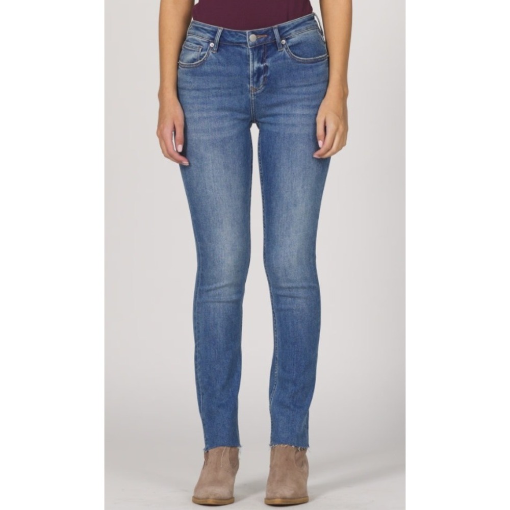 Dear John Blaire Mid Rise‎ Straight Leg Jeans Blue Frayed Hem Size 30